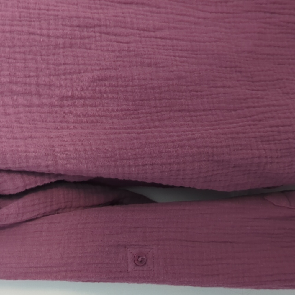 Anne Klein Sz L Purple Button Up Long Sleeve Bubble Cotton Shirt - Picture 5 of 5